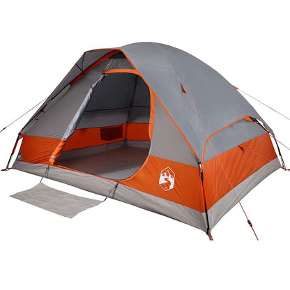 vidaXL Camping Tent Dome 4-Person Grey and Orange Waterproof - 44095