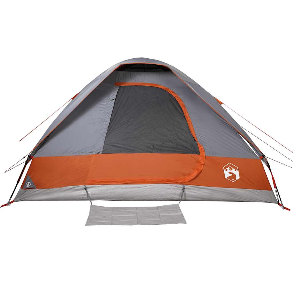 vidaXL Camping Tent Dome 4-Person Grey and Orange Waterproof - 44095