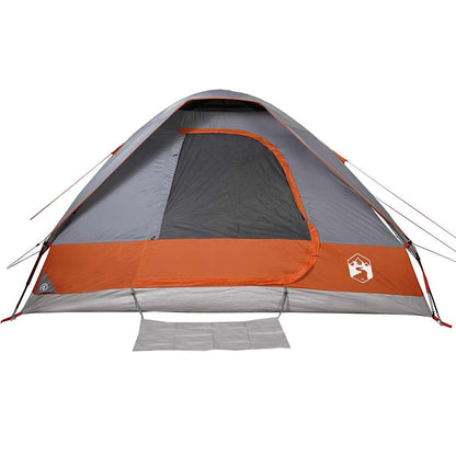 vidaXL Camping Tent Dome 4-Person Grey and Orange Waterproof - 44095