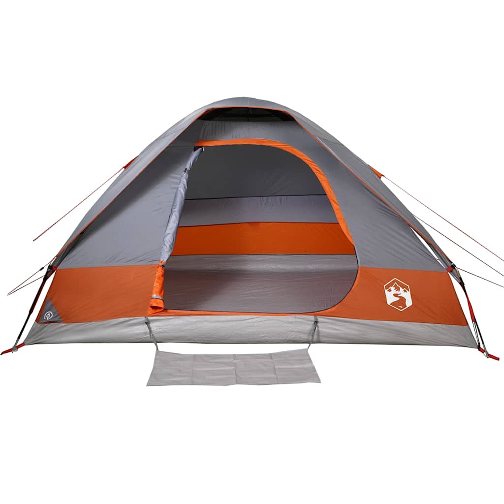 vidaXL Camping Tent Dome 4-Person Grey and Orange Waterproof - 44095