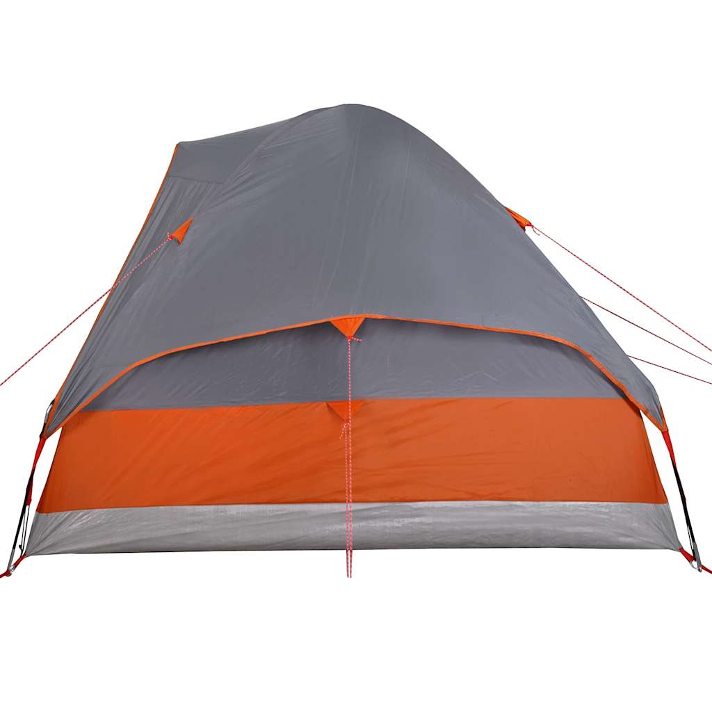 vidaXL Camping Tent Dome 4-Person Grey and Orange Waterproof - 44095