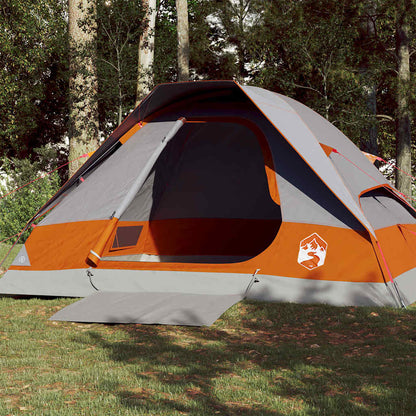 vidaXL Camping Tent Dome 4-Person Grey and Orange Waterproof - 44095