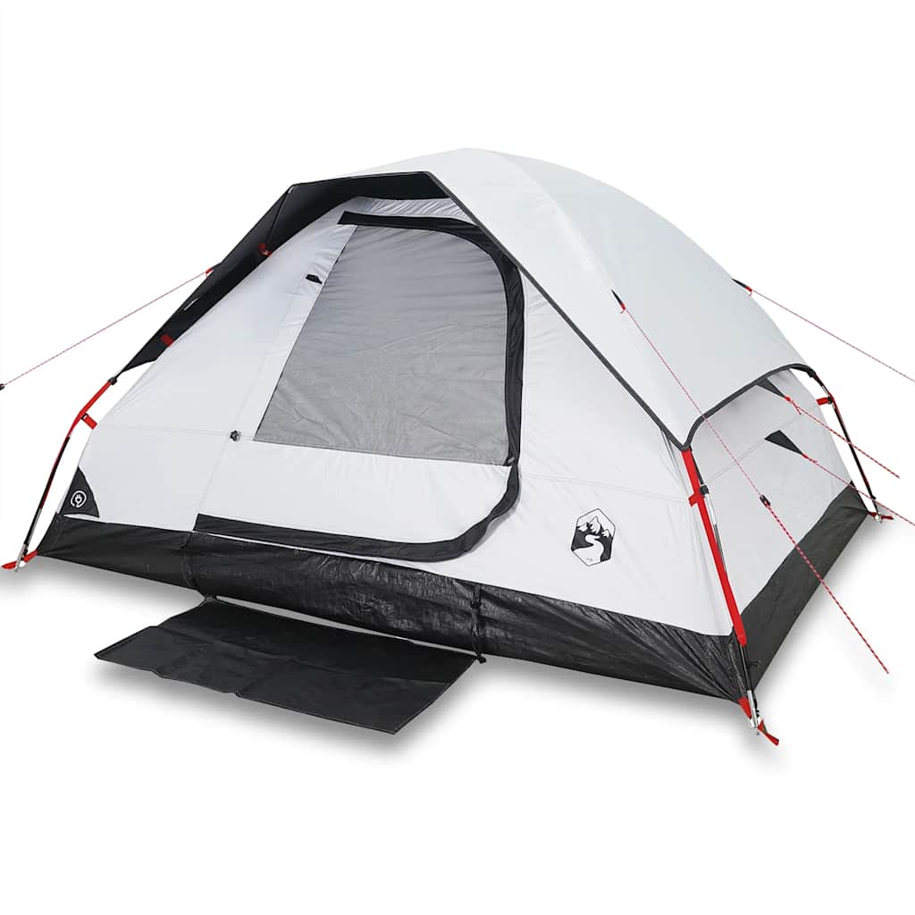 vidaXL Camping Tent Dome 4-Person White Blackout Fabric Waterproof - 44106