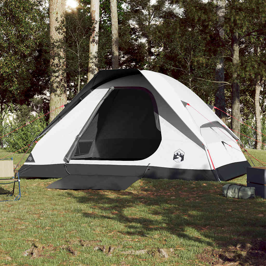 vidaXL Camping Tent Dome 4-Person White Blackout Fabric Waterproof - 44106