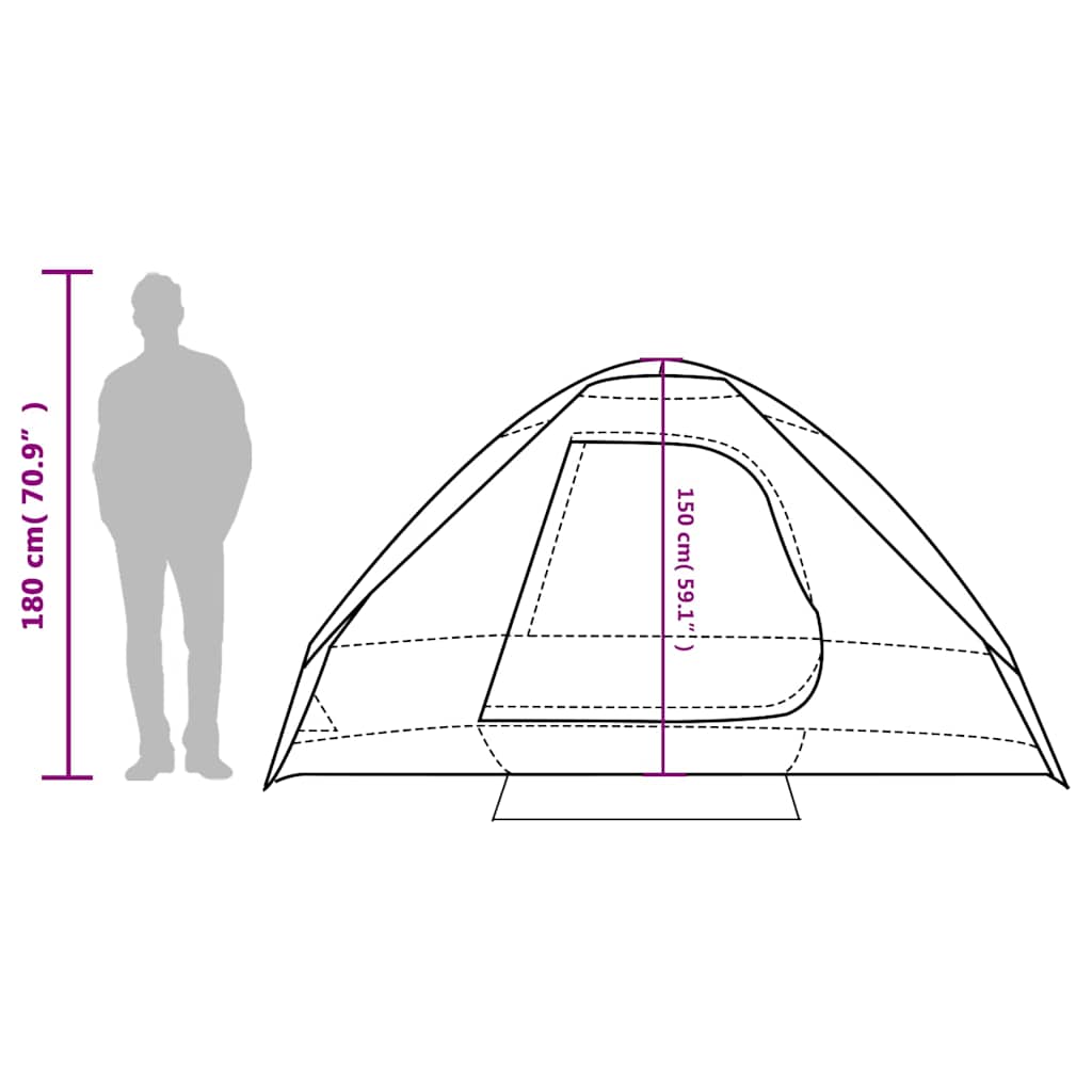 vidaXL Camping Tent Dome 4-Person White Blackout Fabric Waterproof - 44106