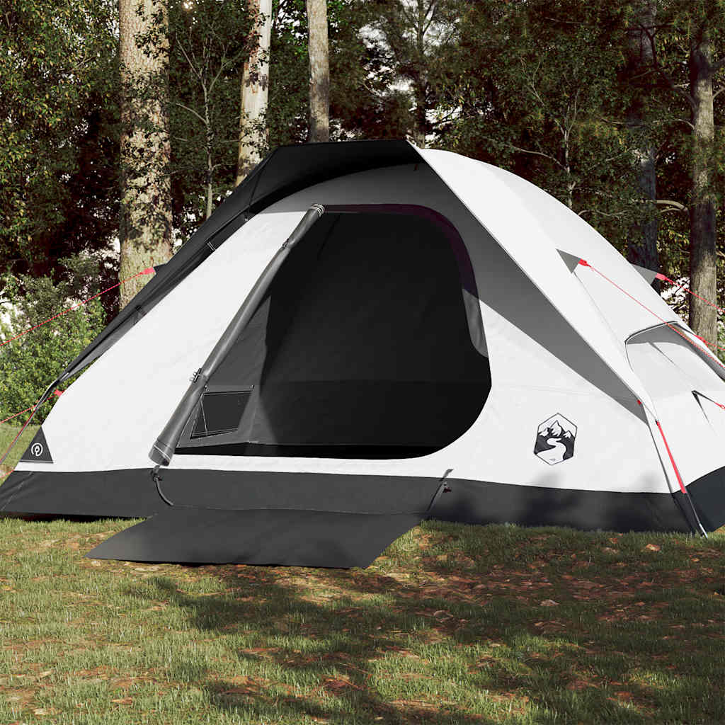 vidaXL Camping Tent Dome 4-Person White Blackout Fabric Waterproof - 44106