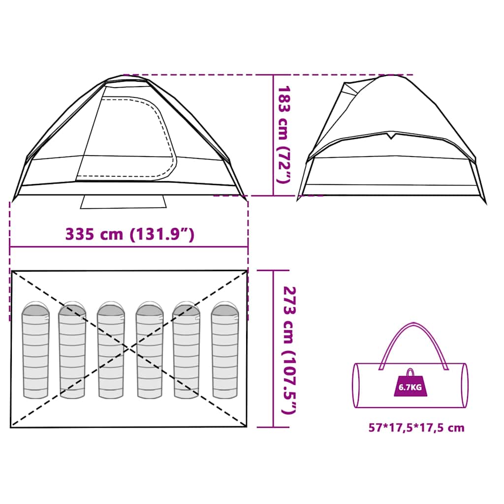 vidaXL Family Tent Dome 6-Person Blue Waterproof - 44121