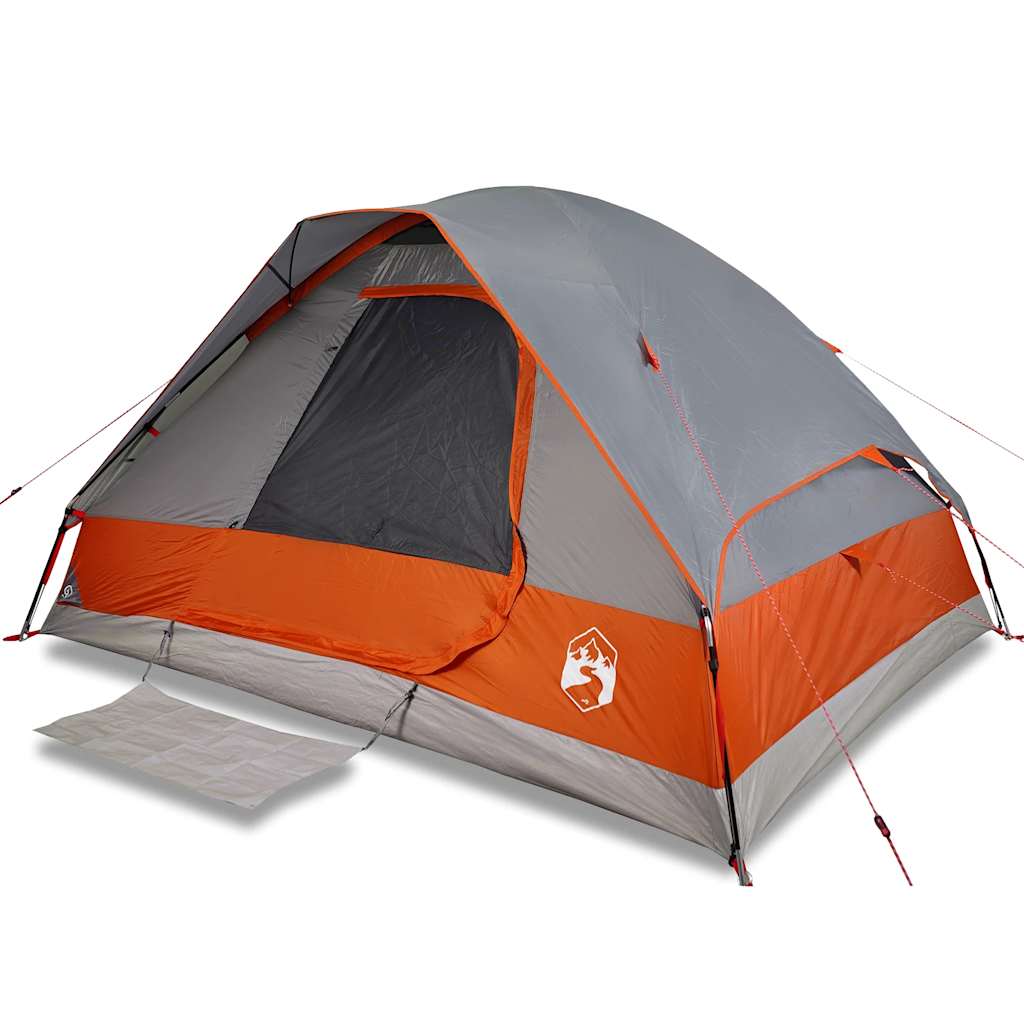 vidaXL Family Tent Dome 6-Person Grey and Orange Waterproof - 44122