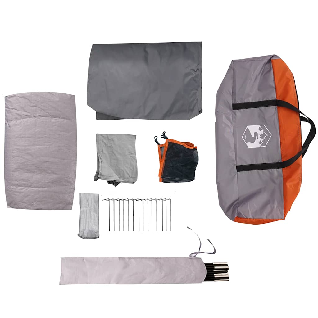 vidaXL Family Tent Dome 6-Person Grey and Orange Waterproof - 44122