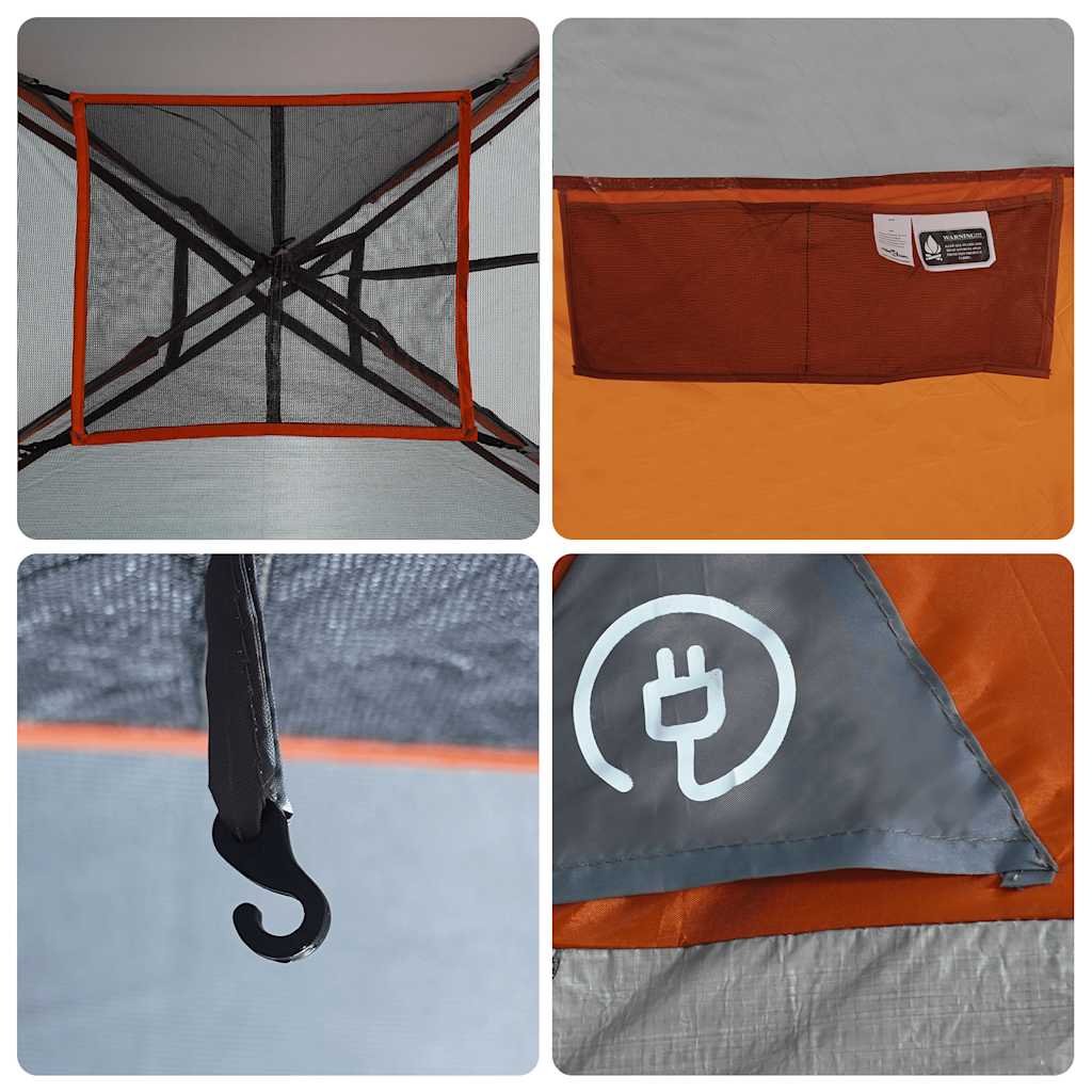 vidaXL Family Tent Dome 6-Person Grey and Orange Waterproof - 44122