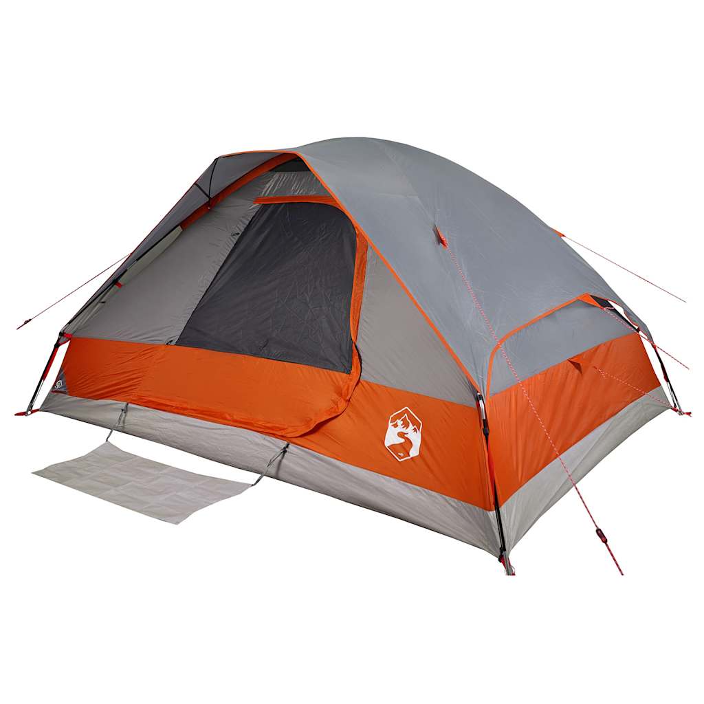vidaXL Family Tent Dome 6-Person Grey and Orange Waterproof - 44122