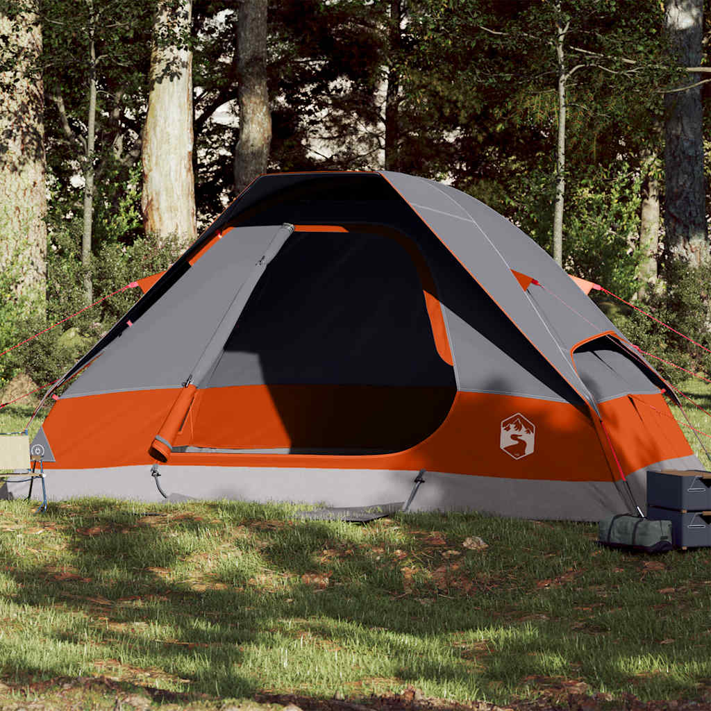 vidaXL Family Tent Dome 6-Person Grey and Orange Waterproof - 44122