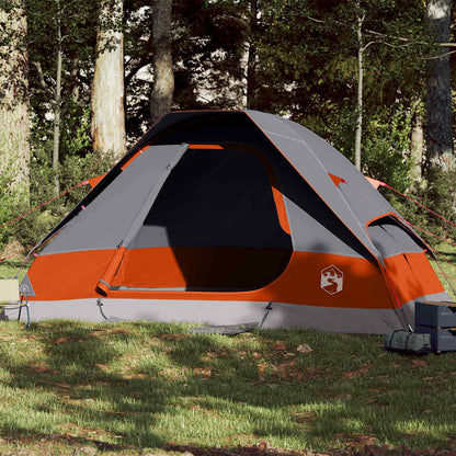 vidaXL Family Tent Dome 6-Person Grey and Orange Waterproof - 44122