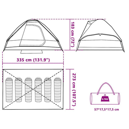 vidaXL Family Tent Dome 6-Person White Blackout Fabric Waterproof - 44124