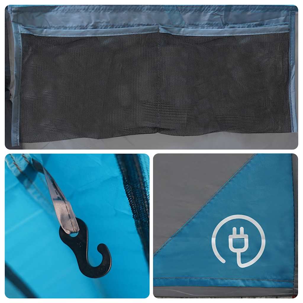 vidaXL Family Tent Tunnel 8-Person Blue Waterproof - 44129