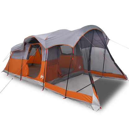 vidaXL Family Tent Tunnel 8-Person Grey and Orange Waterproof - 44130
