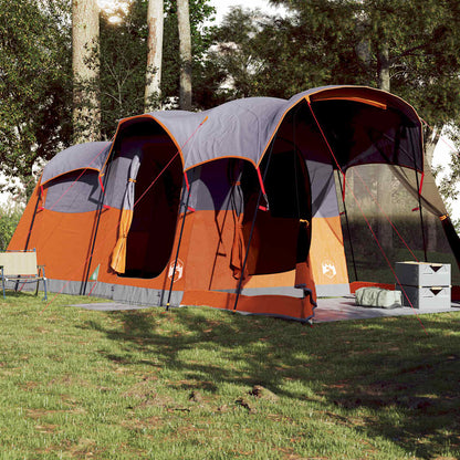 vidaXL Family Tent Tunnel 8-Person Grey and Orange Waterproof - 44130