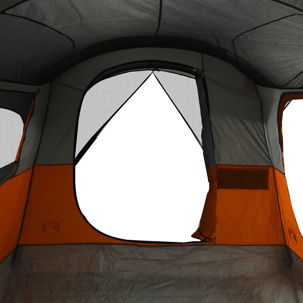 vidaXL Family Tent Tunnel 8-Person Grey and Orange Waterproof - 44130