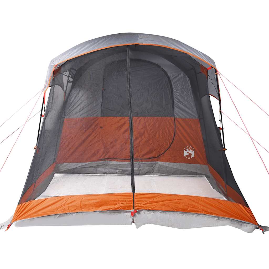 vidaXL Family Tent Tunnel 8-Person Grey and Orange Waterproof - 44130