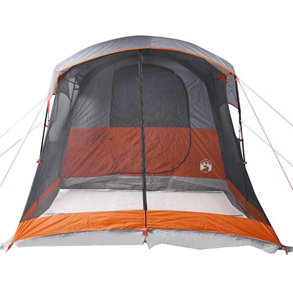 vidaXL Family Tent Tunnel 8-Person Grey and Orange Waterproof - 44130