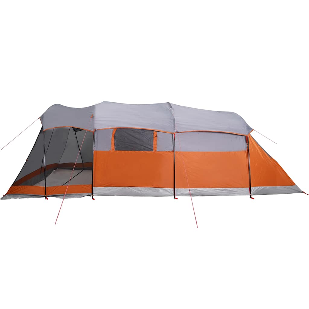 vidaXL Family Tent Tunnel 8-Person Grey and Orange Waterproof - 44130