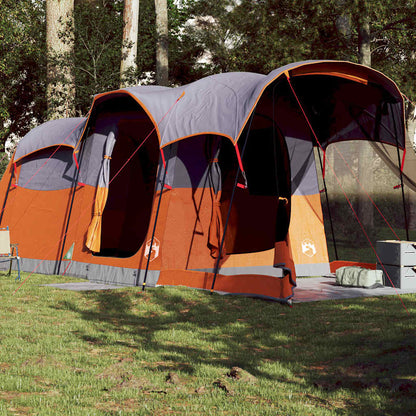 vidaXL Family Tent Tunnel 8-Person Grey and Orange Waterproof - 44130