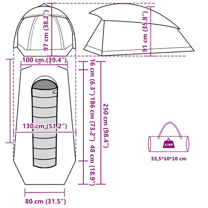 vidaXL Camping Tent Dome 1-Person Grey and Orange Waterproof