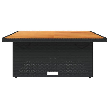 vidaXL Garden Table Black 110x110x71 cm Poly Rattan and Acacia Wood