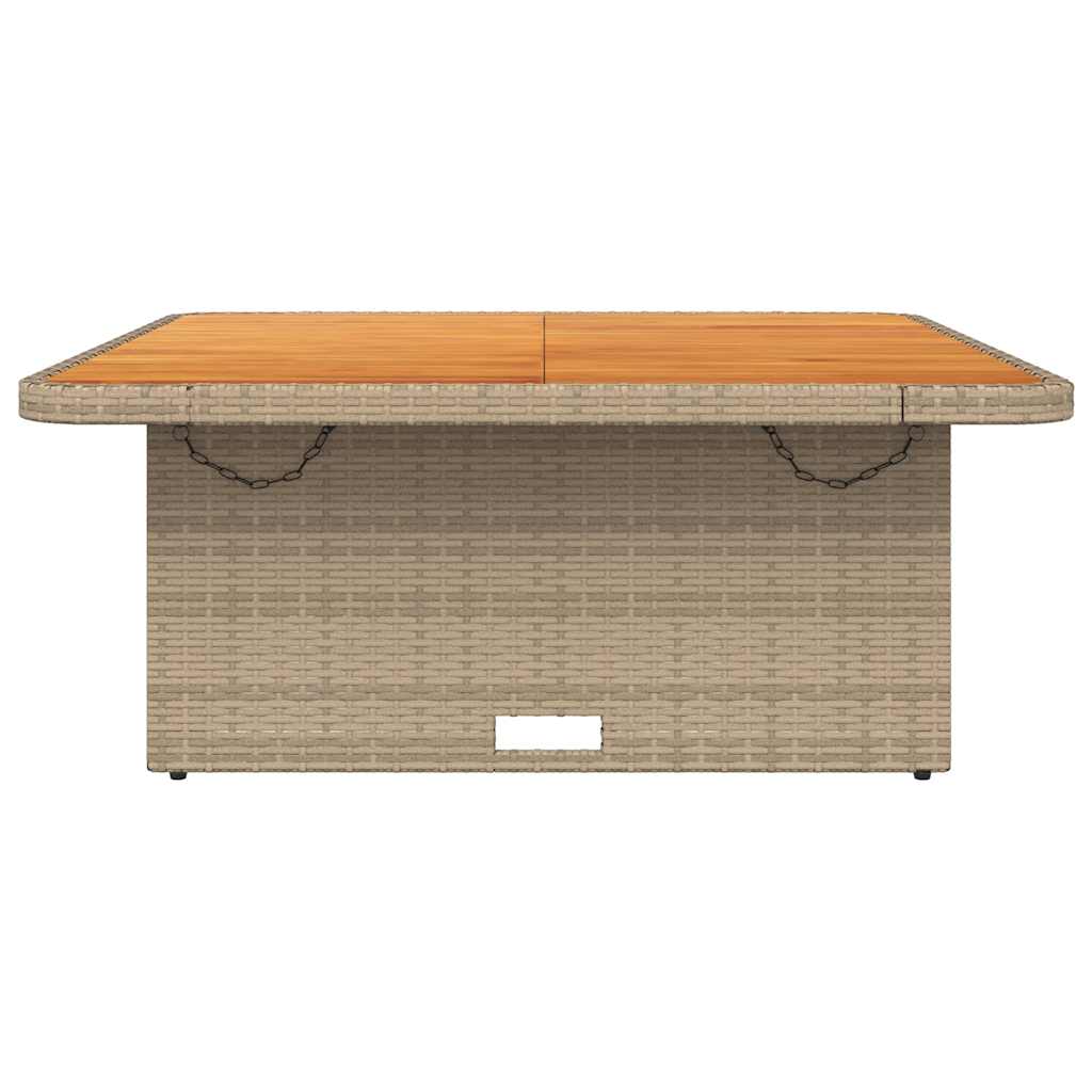 vidaXL Garden Table Beige 110x110x71 cm Poly Rattan and Acacia Wood