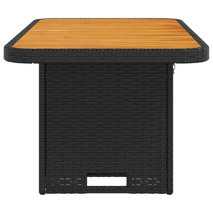 vidaXL Garden Table Black 90x55x71 cm Poly Rattan and Acacia Wood