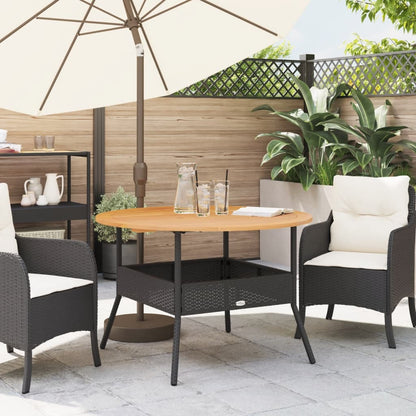 vidaXL Garden Table with Acacia Wood Top Black Ø110x71 cm Poly Rattan