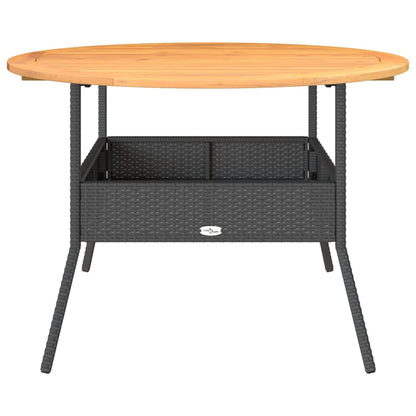 vidaXL Garden Table with Acacia Wood Top Black Ø110x71 cm Poly Rattan