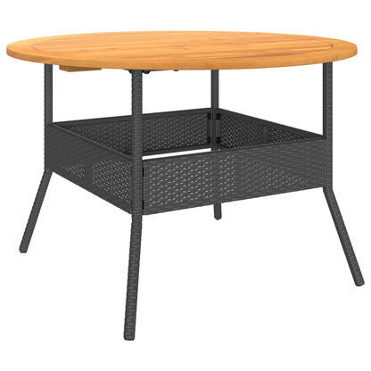 vidaXL Garden Table with Acacia Wood Top Black Ø110x71 cm Poly Rattan