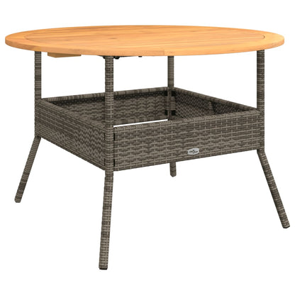 vidaXL Garden Table with Acacia Wood Top Grey Ø110x71 cm Poly Rattan
