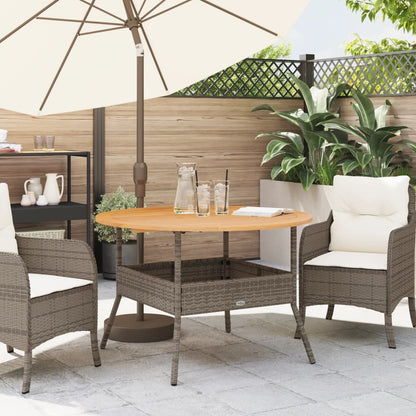 vidaXL Garden Table with Acacia Wood Top Grey Ø110x71 cm Poly Rattan