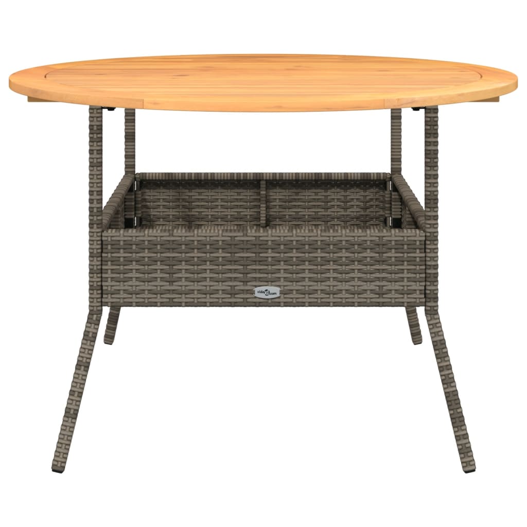 vidaXL Garden Table with Acacia Wood Top Grey Ø110x71 cm Poly Rattan
