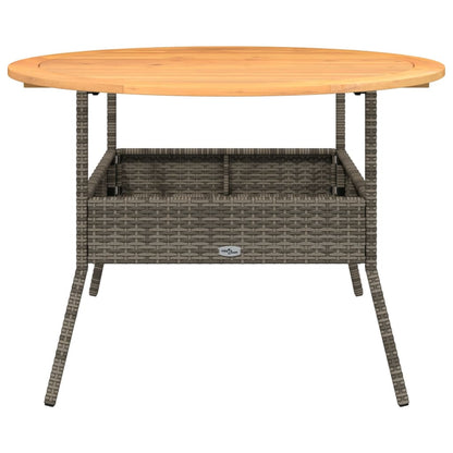 vidaXL Garden Table with Acacia Wood Top Grey Ø110x71 cm Poly Rattan