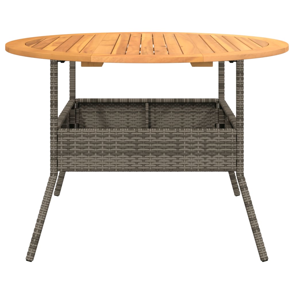 vidaXL Garden Table with Acacia Wood Top Grey Ø110x71 cm Poly Rattan