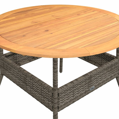 vidaXL Garden Table with Acacia Wood Top Grey Ø110x71 cm Poly Rattan