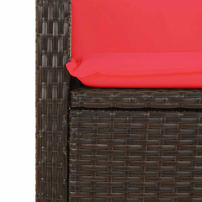 vidaXL Reclining Garden Bench with Cushions Brown Poly Rattan - 105 x 66 x 93 cm