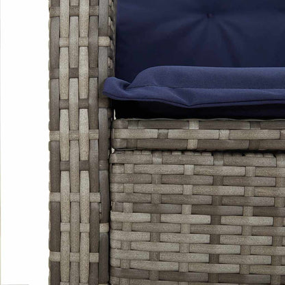 vidaXL Reclining Garden Bench with Cushions Grey Poly Rattan - 105 x 66 x 93 cm