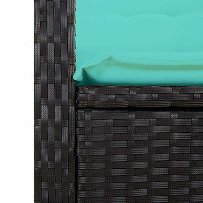 vidaXL Reclining Garden Bench with Cushions Black Poly Rattan - 105 x 66 x 93 cm