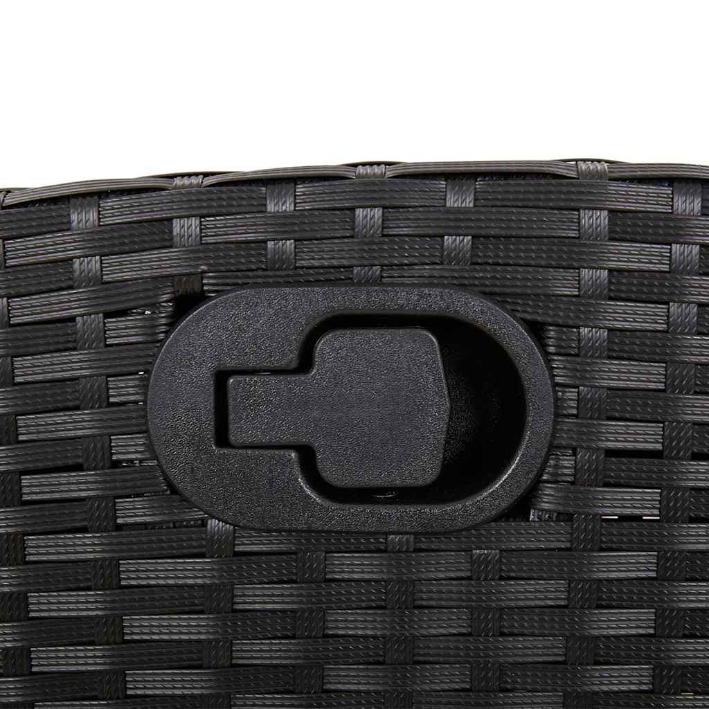 vidaXL Reclining Garden Bench with Cushions Black Poly Rattan - 105 x 66 x 93 cm
