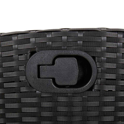 vidaXL Reclining Garden Bench with Cushions Black Poly Rattan - 105 x 66 x 93 cm