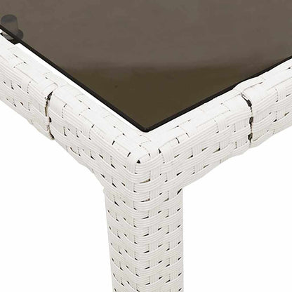 vidaXL Garden Table with Glass Top White 90x90x75 cm Poly Rattan