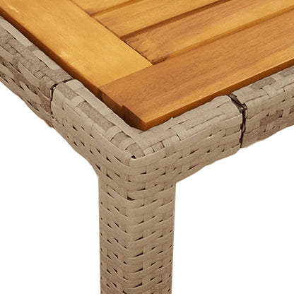 vidaXL Garden Table Beige 90x90x75 cm Poly Rattan Acacia Wood