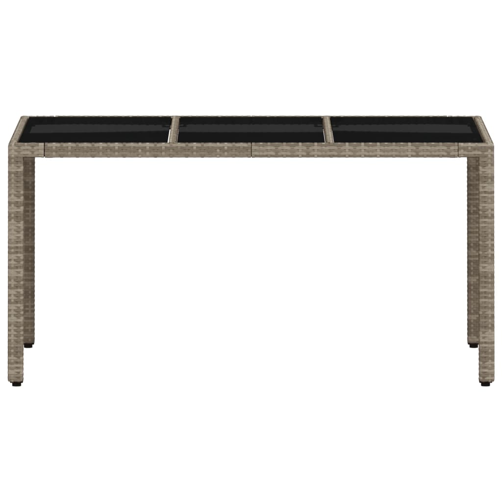 vidaXL Garden Table with Glass Top Light Grey 150x90x75 cm Poly Rattan