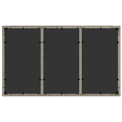 vidaXL Garden Table with Glass Top Light Grey 150x90x75 cm Poly Rattan