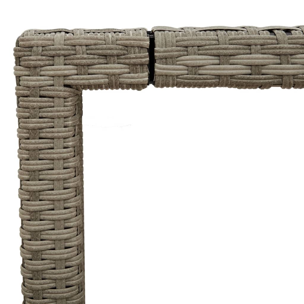 vidaXL Garden Table with Glass Top Light Grey 150x90x75 cm Poly Rattan