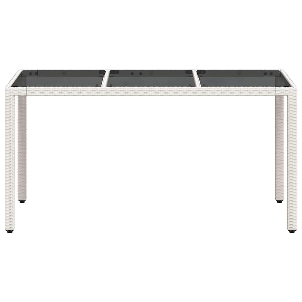 vidaXL Garden Table with Glass Top White 150x90x75 cm Poly Rattan